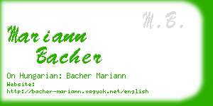 mariann bacher business card